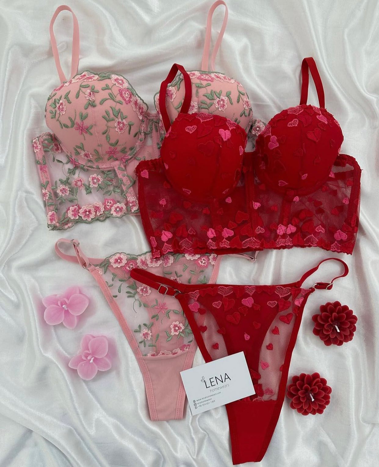 Red Lovely Night Suit & Bra Penty Set Combo for Women's