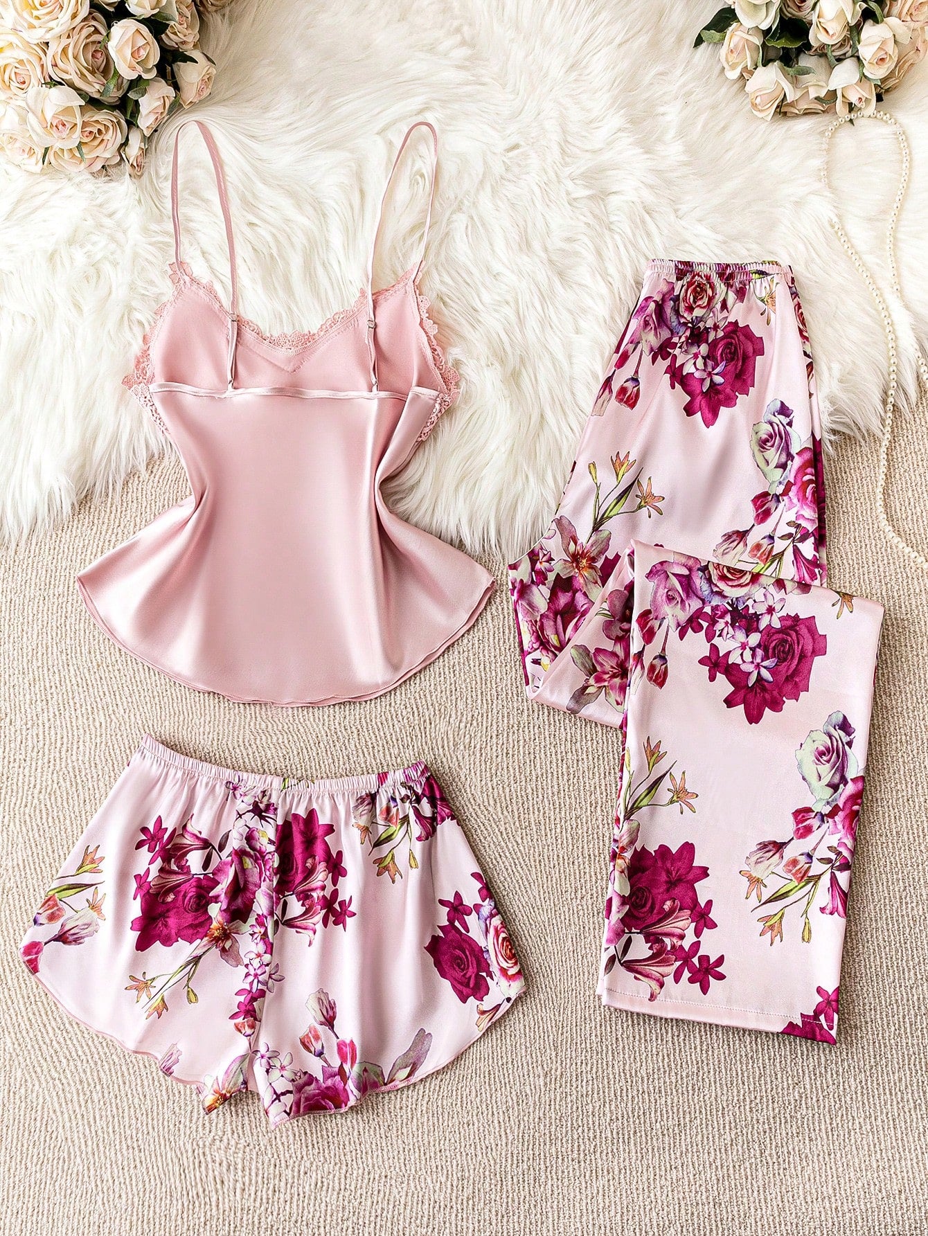 Red Lovely Night Suit & Bra Penty Set Combo for Women's