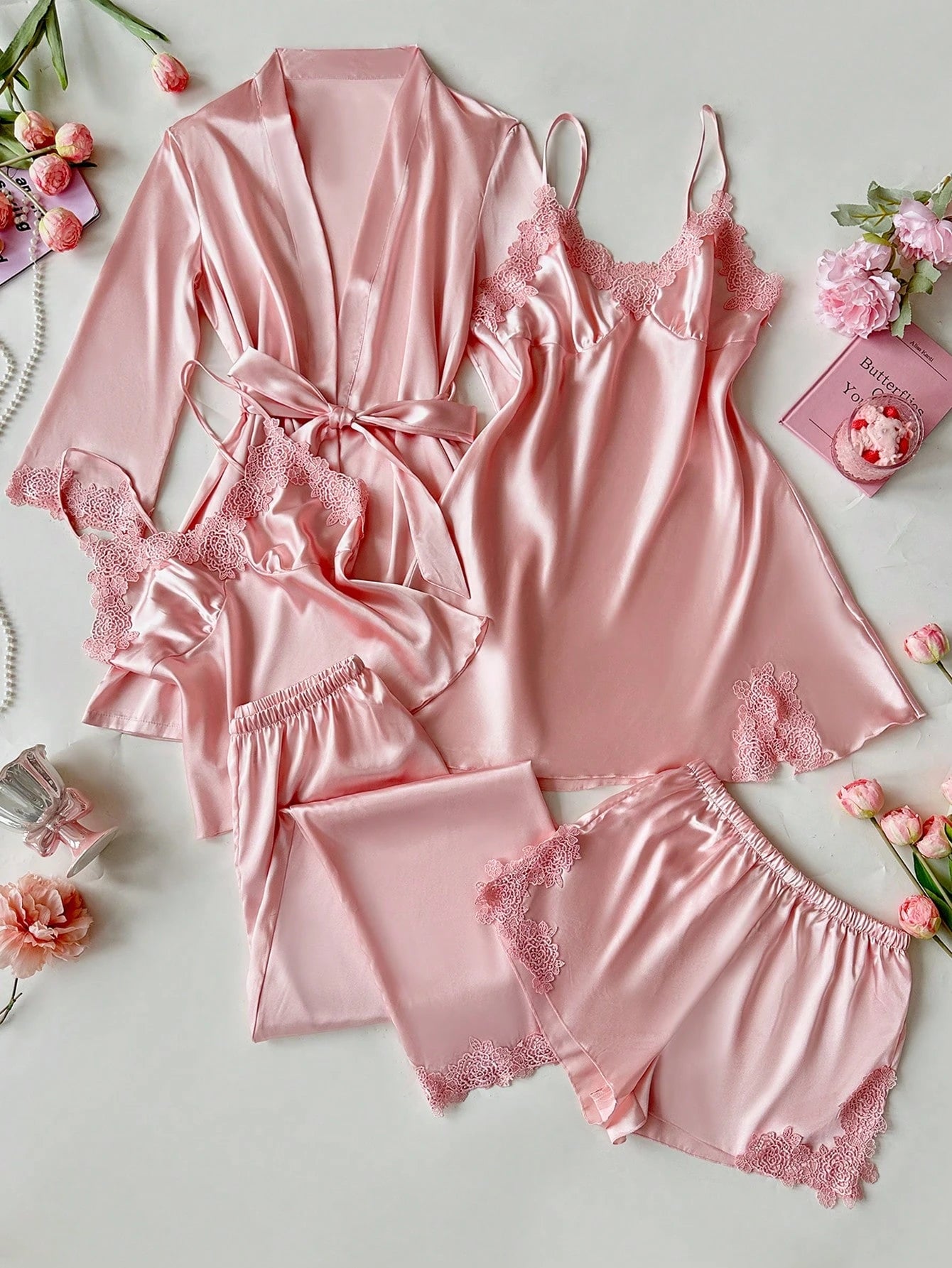 Red Lovely Night Suit & Bra Penty Set Combo for Women's