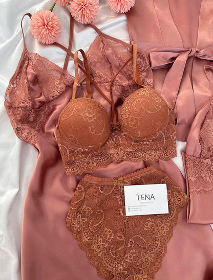 Red Lovely Night Suit & Bra Penty Set Combo for Women's